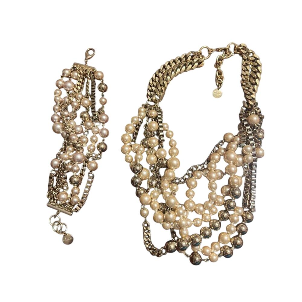 Stella & Dot Lucia Retired Statement Necklace & Bracelet Set wedding gala formal